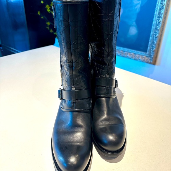 CHRISTIAN DIOR Guetre leather motorcycle boots - Picture 2 of 4